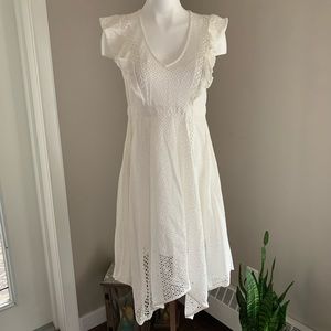 🆕 BARDOT v-neck broderie asymmetrical dress